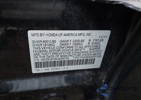 2018 Acura Ilx Acurawatch Plus Package из США, поврежденный, VIN 19UDE2F3XJA000732